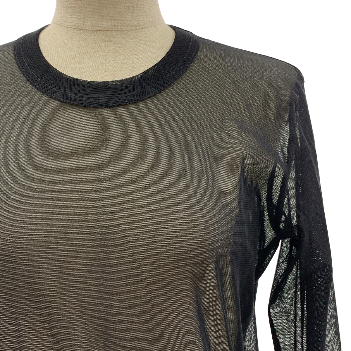 【美品】  noir kei ninomiya / ノワールケイニノミヤ | 2023SS | ポリエステル チュール クルーネック カットソー | M | ブラック | レディース