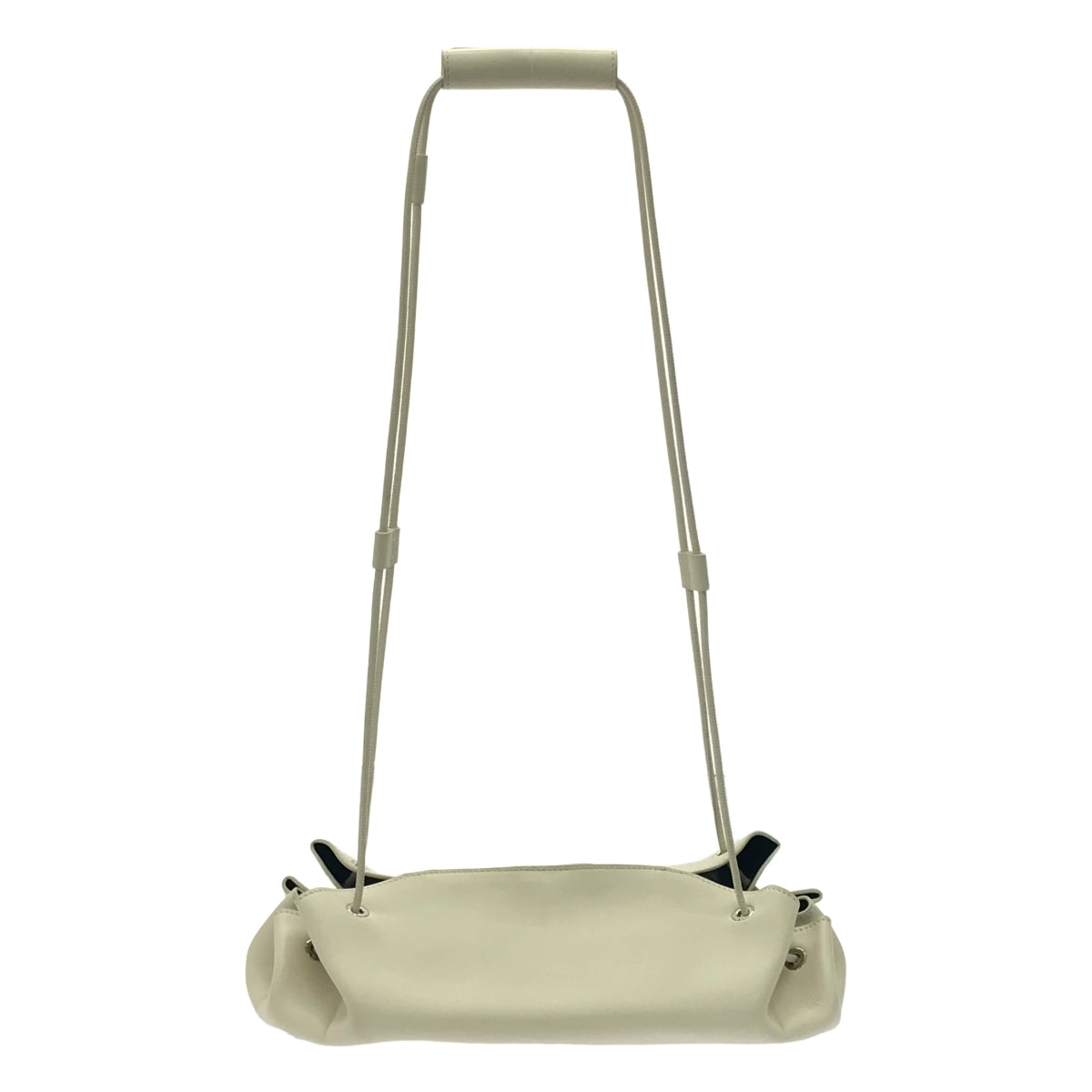 JIL SANDER / 질산더 | 가죽 드로우 스트링 가방 건착 | 애쉬 화이트 | 여성