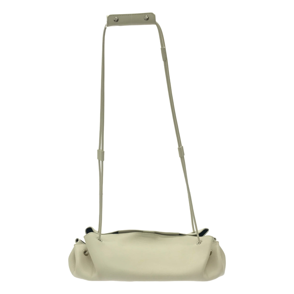 JIL SANDER / 질산더 | 가죽 드로우 스트링 가방 건착 | 애쉬 화이트 | 여성