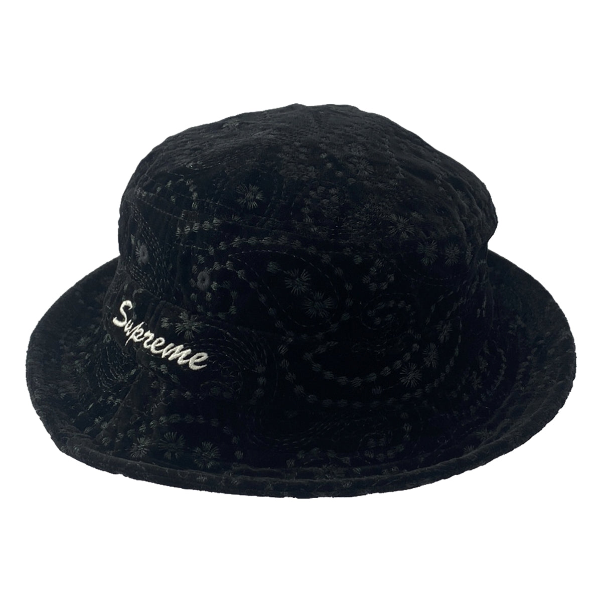 [Good Condition] SUPREME | 2023AW | Velvet Paisley Boonie Bucket Hat | M/L | Black | Men's