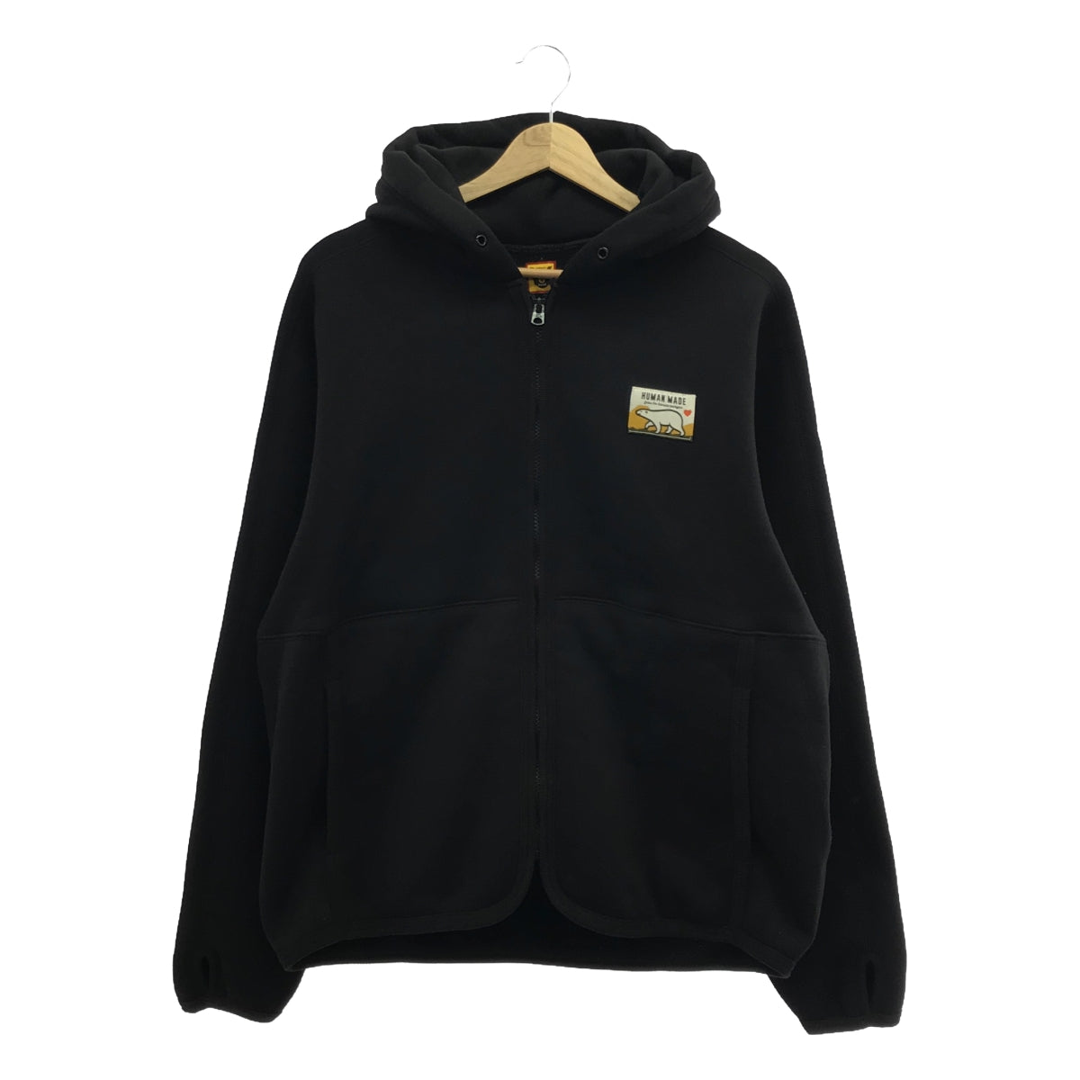 【美品】  HUMAN MADE / ヒューマンメイド | 2024SS | FLEECE SWEAT ZIP HOODIE シロクマ プリント フリース スウェット ジップアップ スウェット フーディ パーカー | L | ブラック | メンズ