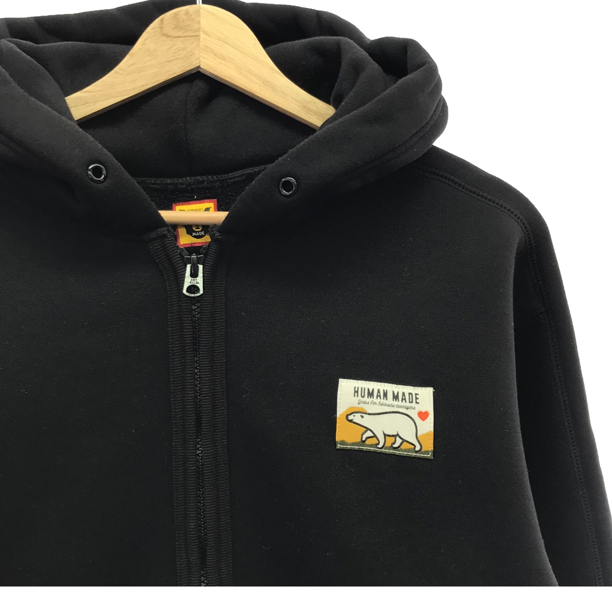 【美品】  HUMAN MADE / ヒューマンメイド | 2024SS | FLEECE SWEAT ZIP HOODIE シロクマ プリント フリース スウェット ジップアップ スウェット フーディ パーカー | L | ブラック | メンズ