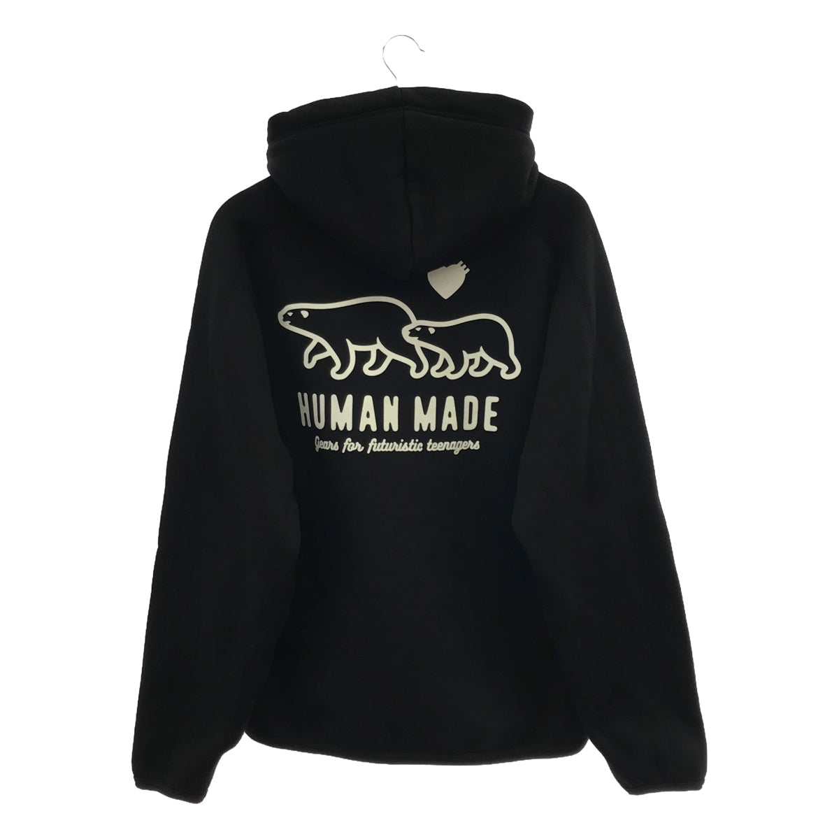 【美品】  HUMAN MADE / ヒューマンメイド | 2024SS | FLEECE SWEAT ZIP HOODIE シロクマ プリント フリース スウェット ジップアップ スウェット フーディ パーカー | L | ブラック | メンズ