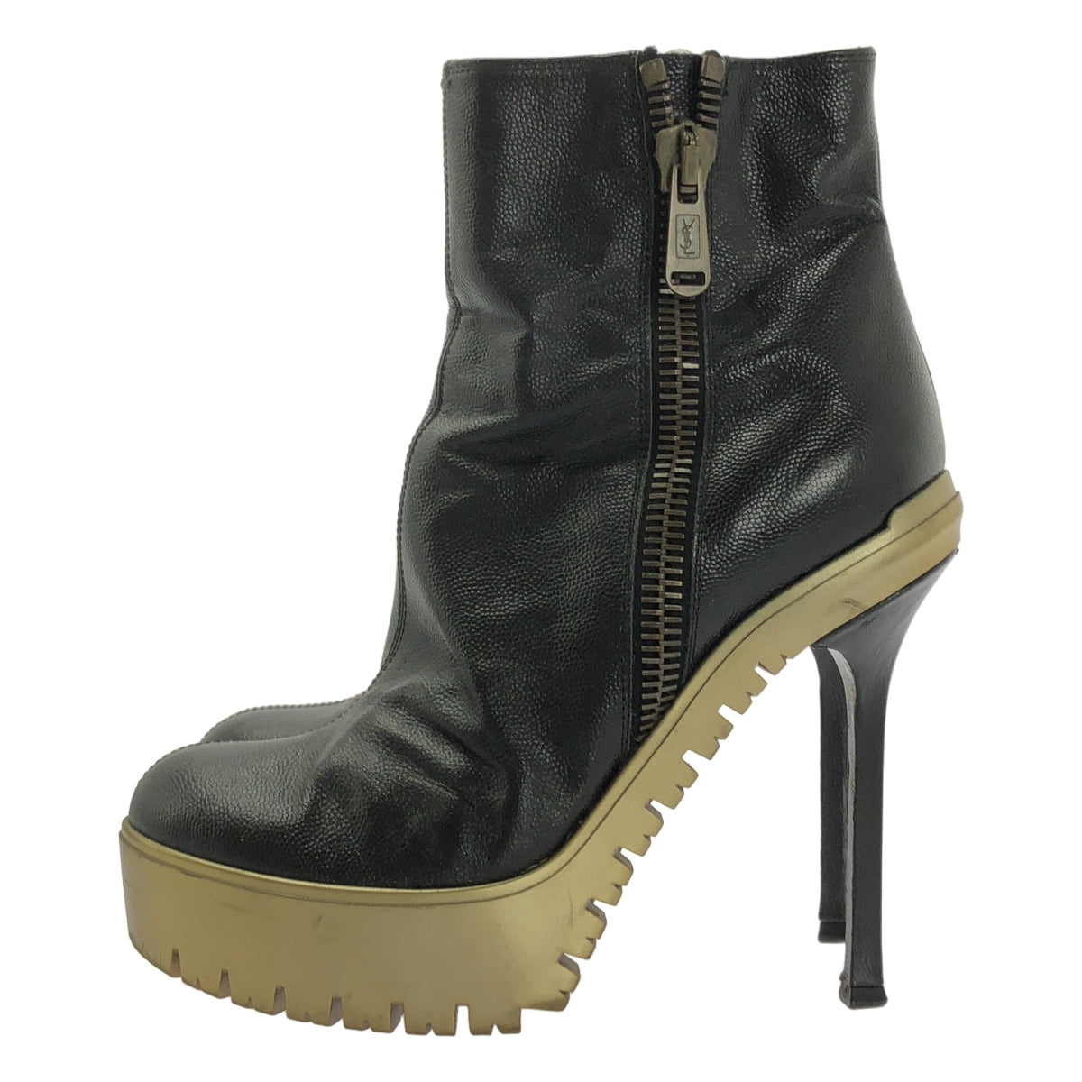 YVES SAINT LAURENT rive gauche / 이브산 로랑 리브 고슈 | 가죽 사이드 지퍼 힐 짧은 부츠 | 38 |