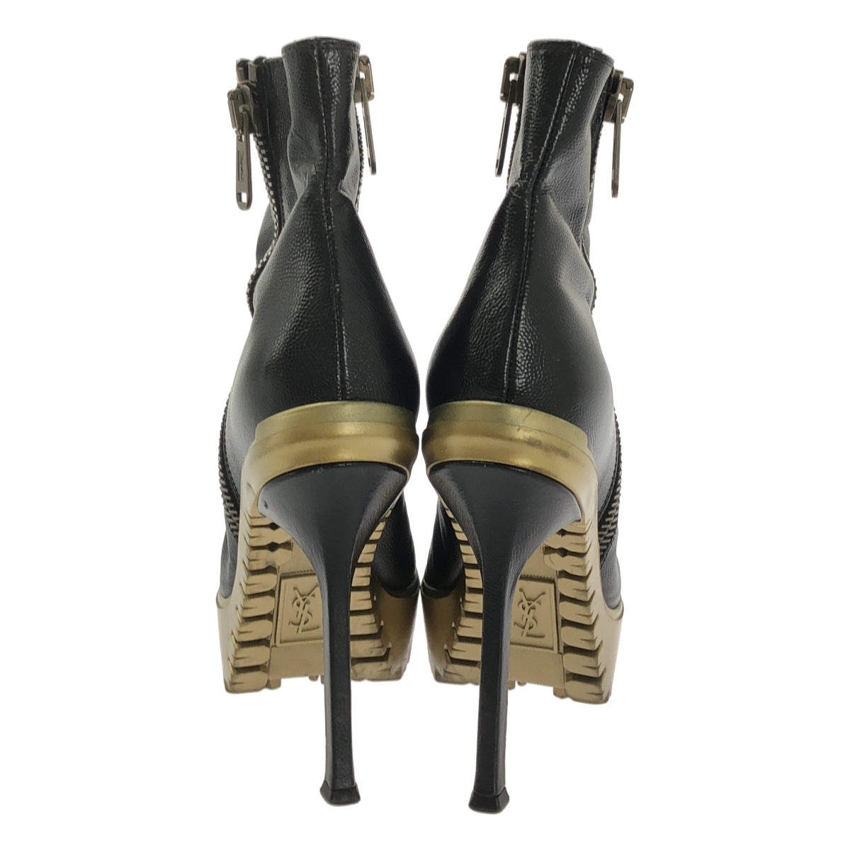 YVES SAINT LAURENT rive gauche / 이브산 로랑 리브 고슈 | 가죽 사이드 지퍼 힐 짧은 부츠 | 38 |