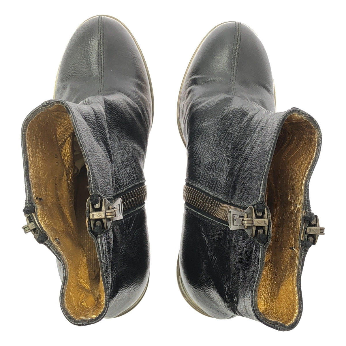 YVES SAINT LAURENT rive gauche / 이브산 로랑 리브 고슈 | 가죽 사이드 지퍼 힐 짧은 부츠 | 38 |