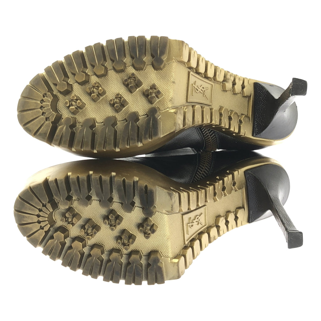 YVES SAINT LAURENT rive gauche / 이브산 로랑 리브 고슈 | 가죽 사이드 지퍼 힐 짧은 부츠 | 38 |