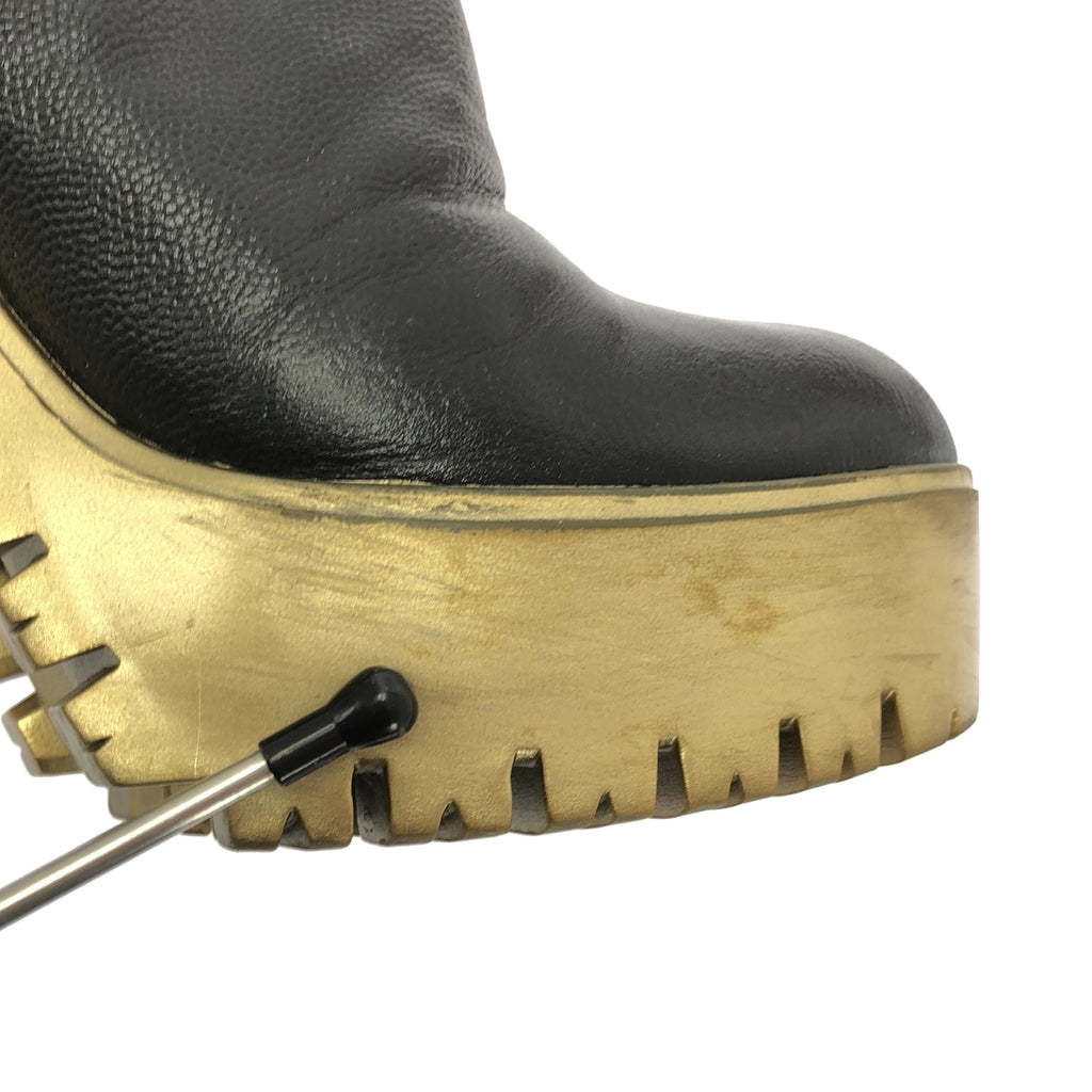 YVES SAINT LAURENT rive gauche / 이브산 로랑 리브 고슈 | 가죽 사이드 지퍼 힐 짧은 부츠 | 38 |