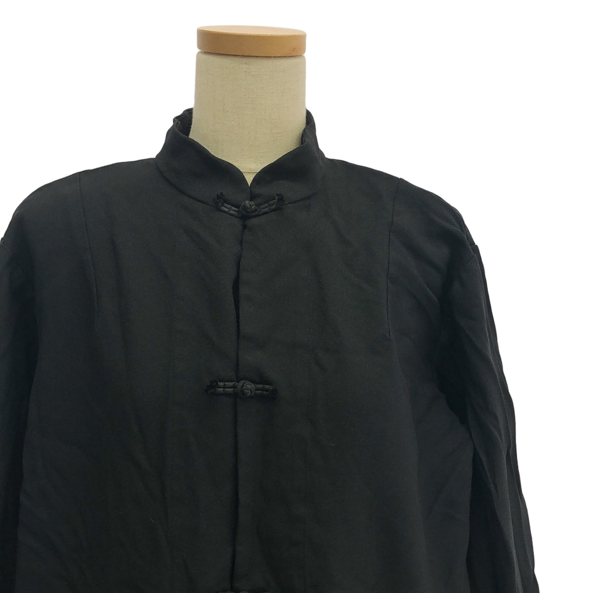 BLACK COMME des GARCONS / ブラックコムデギャルソン | 2015SS | ポリエステル 縮絨 CDGバックロゴ チャイナ ロングジャケット コート | L | ブラック | メンズ