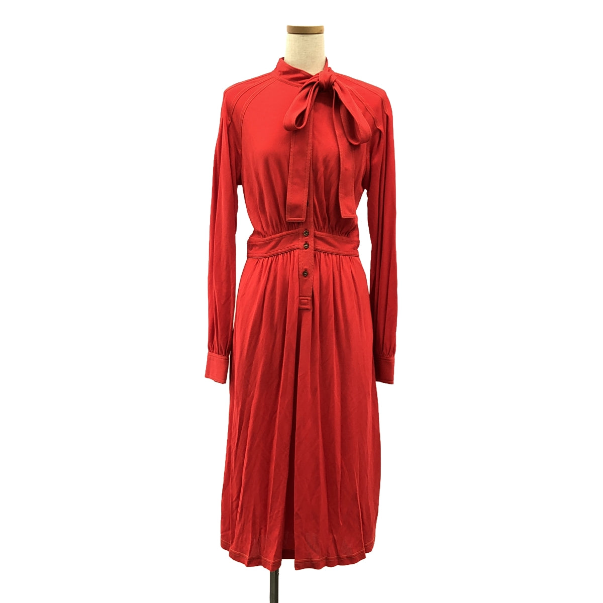 [Beautiful Condition] Burberry | Viscose Gathered Long Dress | 38 | Red | Women's