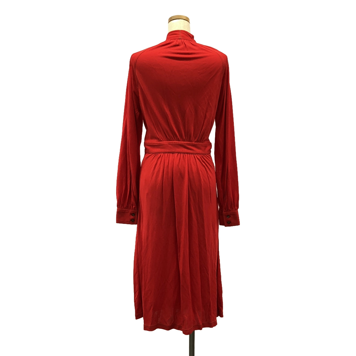 [Beautiful Condition] Burberry | Viscose Gathered Long Dress | 38 | Red | Women's