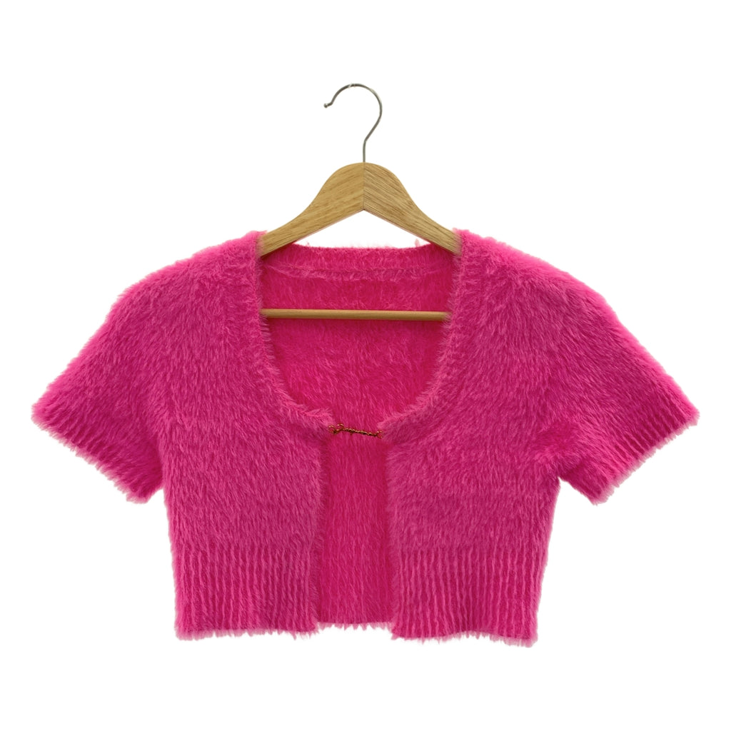 JACQUEMUS / ジャックムス | La Mille Neve シャギー ロゴプレート プルオーバー 半袖ニット ボレロ | 36 | ピンク | レディース