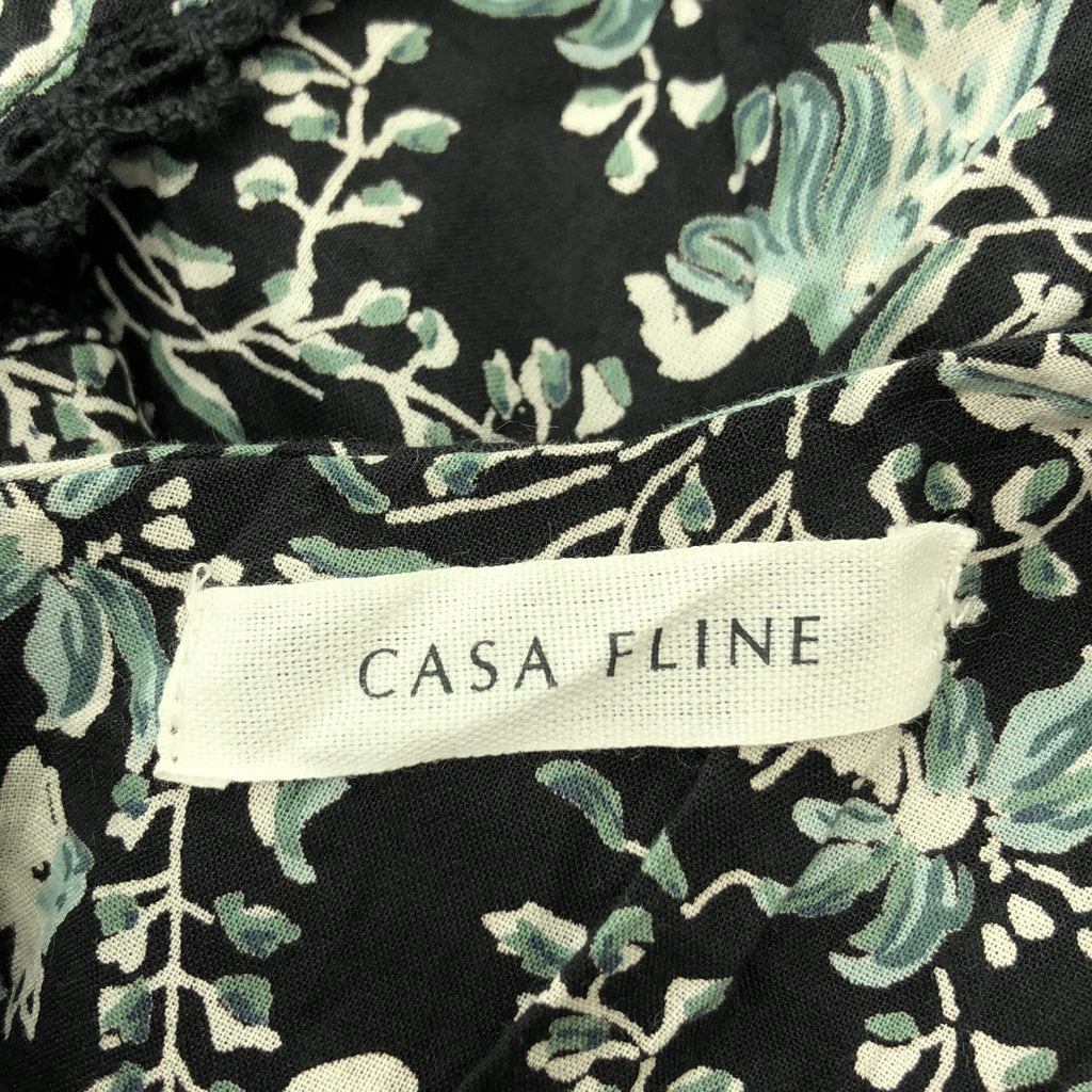 CASA FLINE / カーサフライン | コットン イレヘム プリント ドレス ノースリーブワンピース | F |