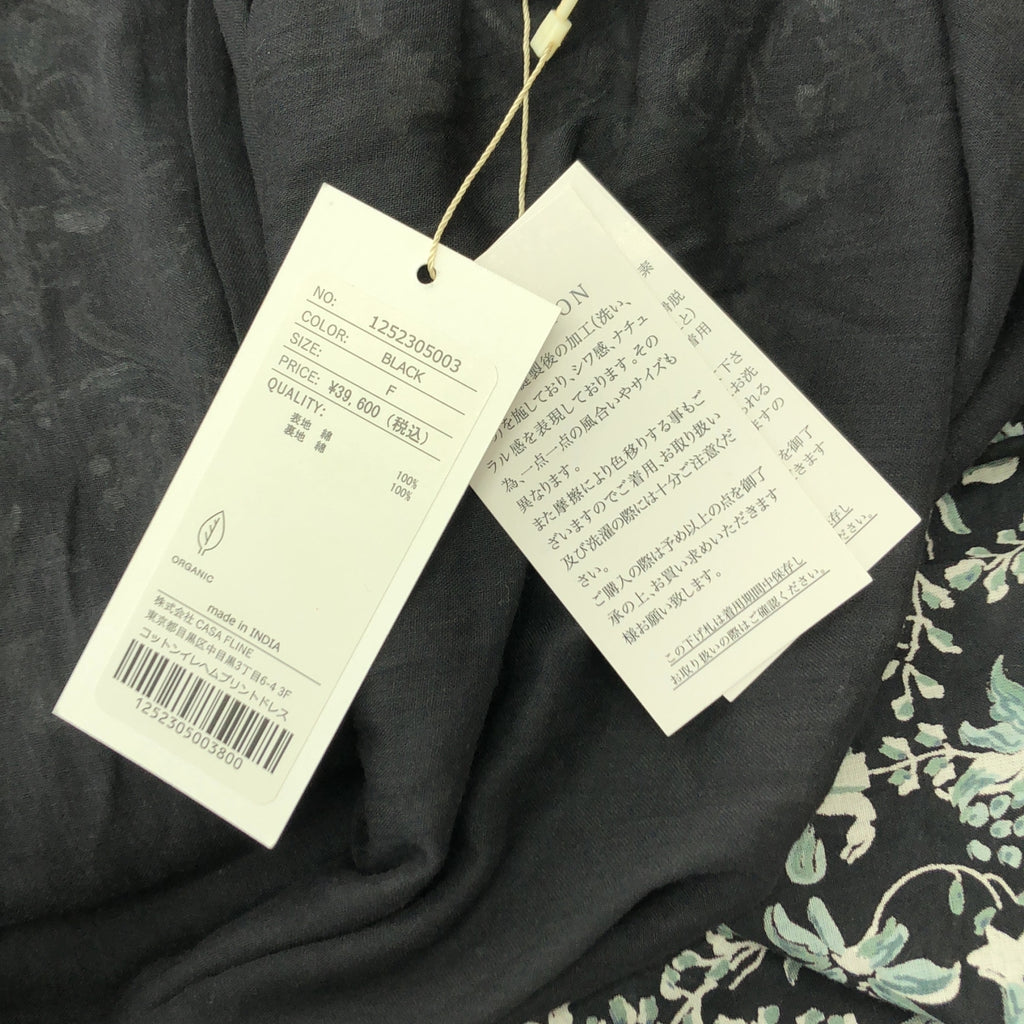 CASA FLINE / カーサフライン | コットン イレヘム プリント ドレス ノースリーブワンピース | F |