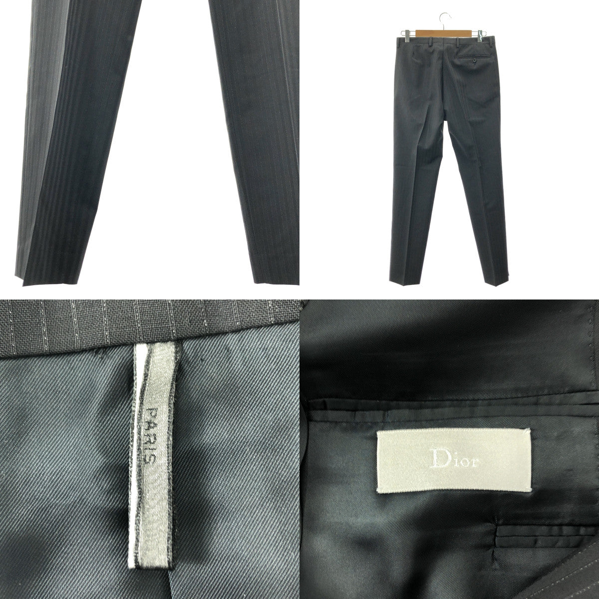 【美品】  Dior homme / ディオールオム | 2007SS | セットアップ シャドウストライプ シングル テーラードジャケット / スラックス パンツ | 46 | ブラック | メンズ