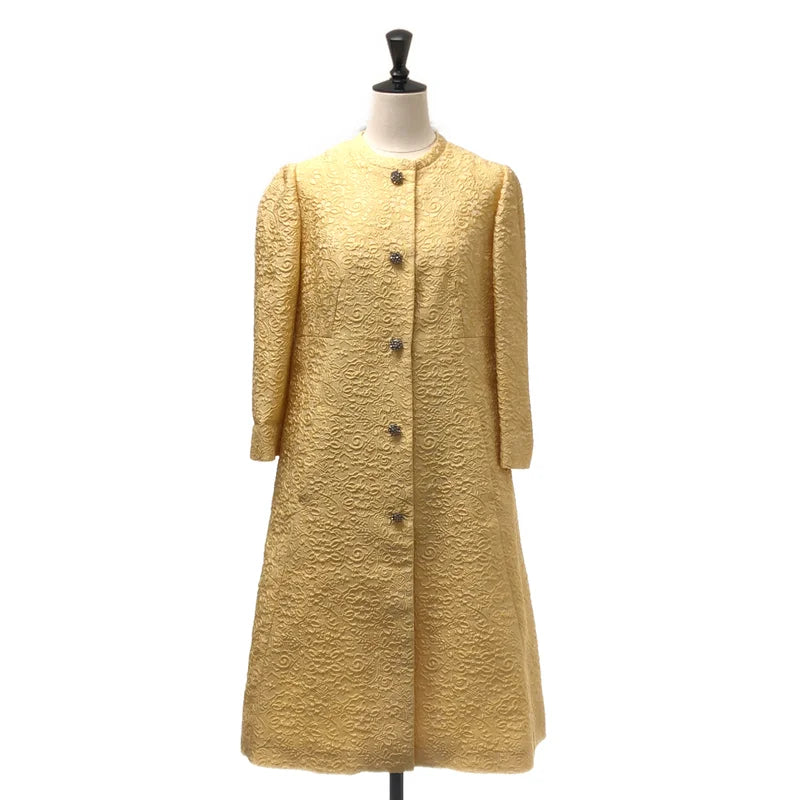 DOLCE＆GABBANA / ドルチェ＆ガッバーナドルガバ | フラワー エンブロイダリー 装飾ボタン ノーカラー コート / シルク総裏地 | 40 | レディース