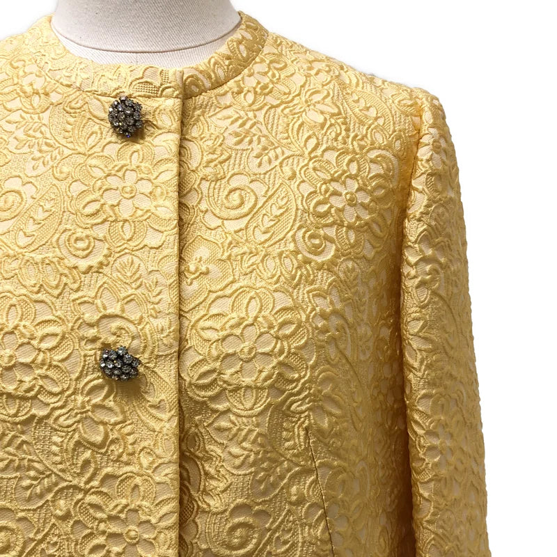 DOLCE＆GABBANA / ドルチェ＆ガッバーナドルガバ | フラワー エンブロイダリー 装飾ボタン ノーカラー コート / シルク総裏地 | 40 | レディース