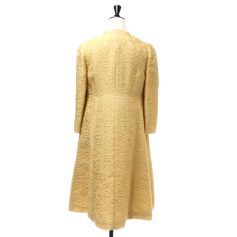 DOLCE＆GABBANA / ドルチェ＆ガッバーナドルガバ | フラワー エンブロイダリー 装飾ボタン ノーカラー コート / シルク総裏地 | 40 | レディース