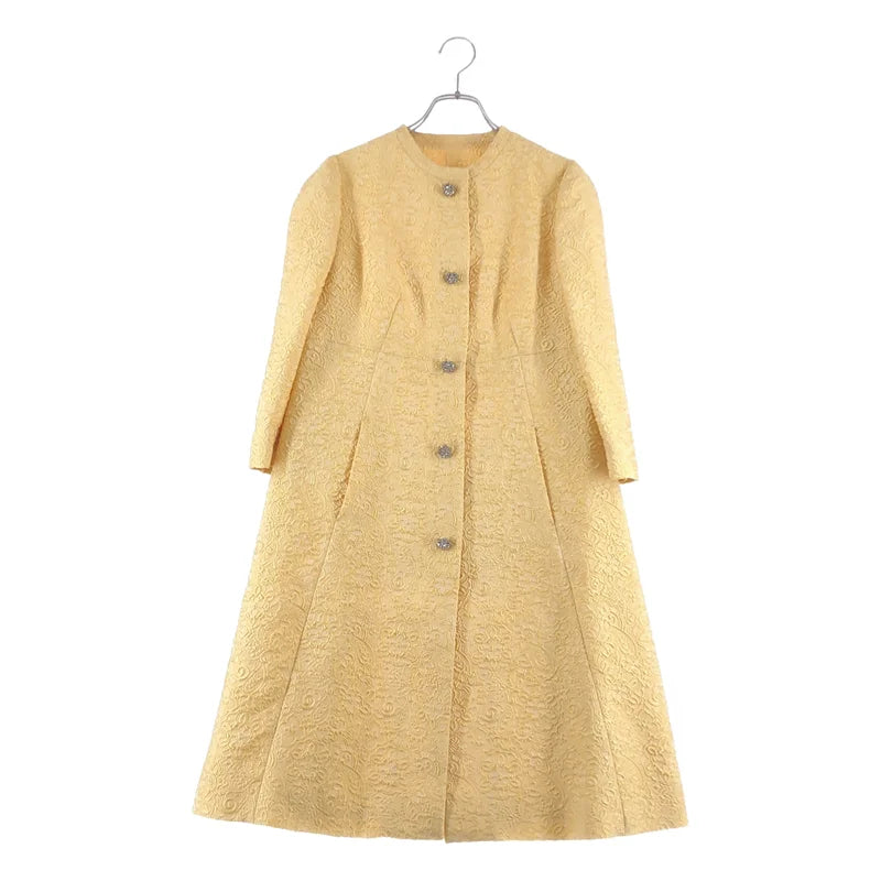 DOLCE＆GABBANA / ドルチェ＆ガッバーナドルガバ | フラワー エンブロイダリー 装飾ボタン ノーカラー コート / シルク総裏地 | 40 | レディース