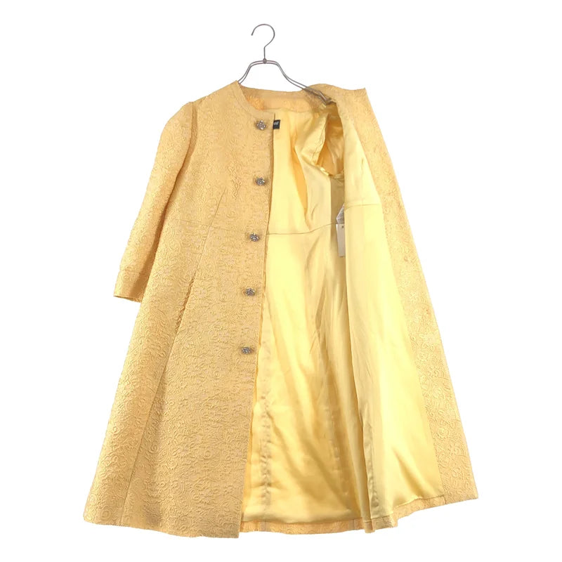 DOLCE＆GABBANA / ドルチェ＆ガッバーナドルガバ | フラワー エンブロイダリー 装飾ボタン ノーカラー コート / シルク総裏地 | 40 | レディース