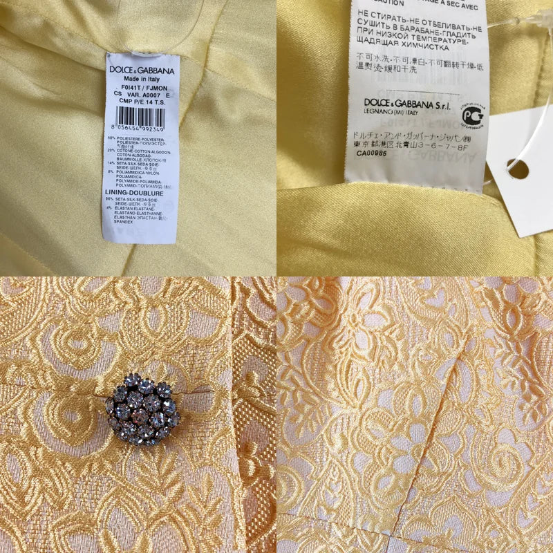 DOLCE＆GABBANA / ドルチェ＆ガッバーナドルガバ | フラワー エンブロイダリー 装飾ボタン ノーカラー コート / シルク総裏地 | 40 | レディース