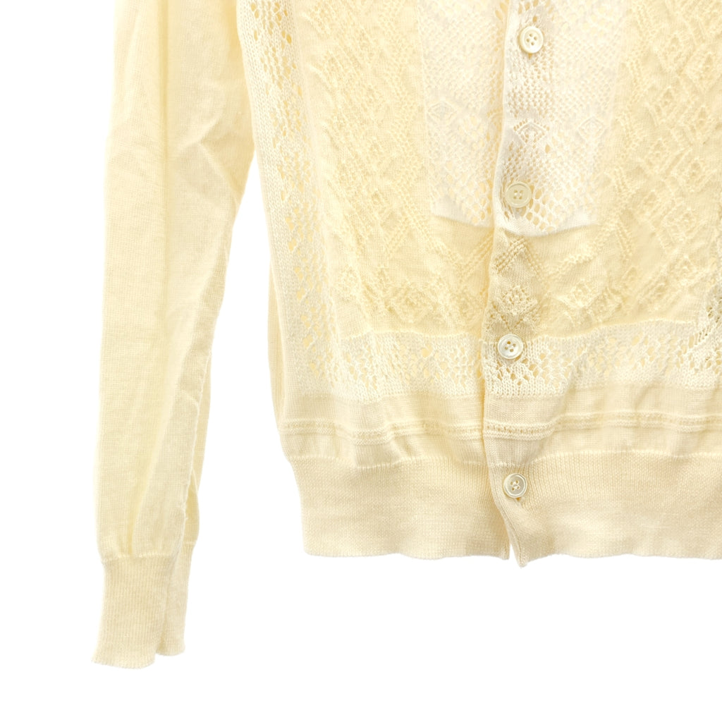 COMME des GARÇONS | 經編布料2015春夏 |羊毛混紡菱形圖案針織開襟衫 |