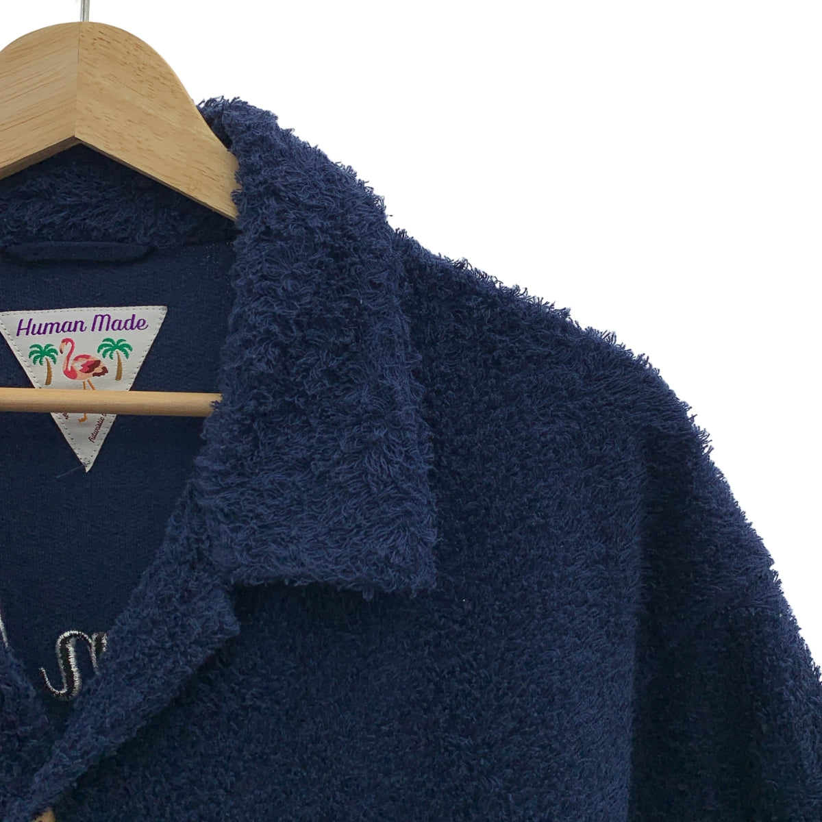 HUMAN MADE / ヒューマンメイド | PILE SHIRT ロゴ フラミンゴ刺しゅう 半袖 パイルシャツ | XL | メンズ
