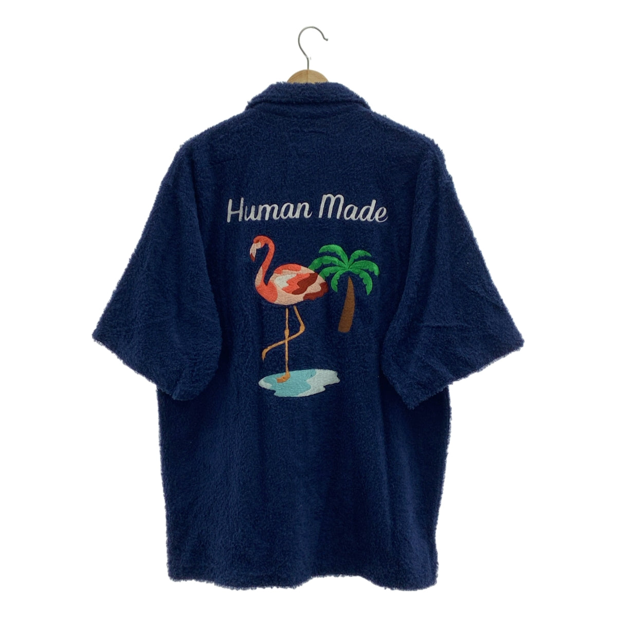 HUMAN MADE / ヒューマンメイド | PILE SHIRT ロゴ フラミンゴ刺しゅう 半袖 パイルシャツ | XL | メンズ