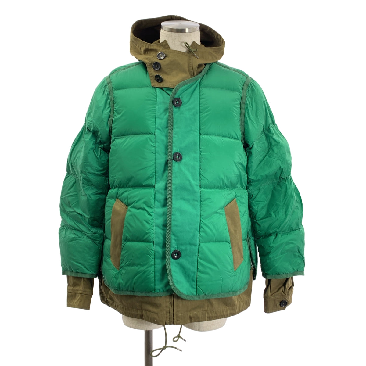 sacai / 사카이 | 2020AW | × Ten c Down Jacket / 바이 컬러 도킹 사이드 Zip 다운 재킷 후디 | 1 | 남성