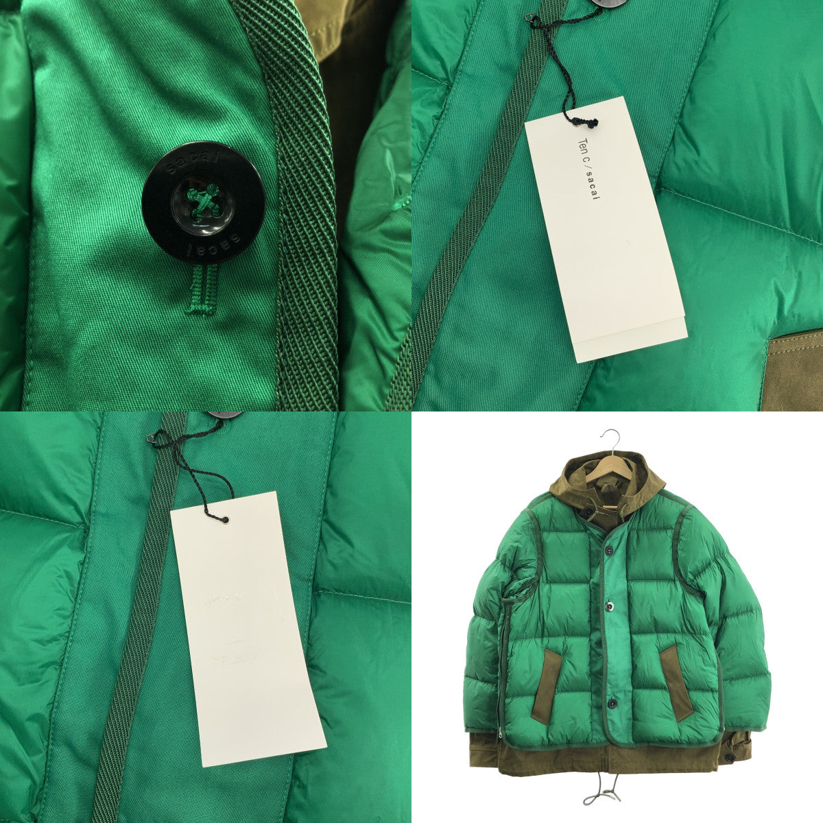 sacai / 사카이 | 2020AW | × Ten c Down Jacket / 바이 컬러 도킹 사이드 Zip 다운 재킷 후디 | 1 | 남성