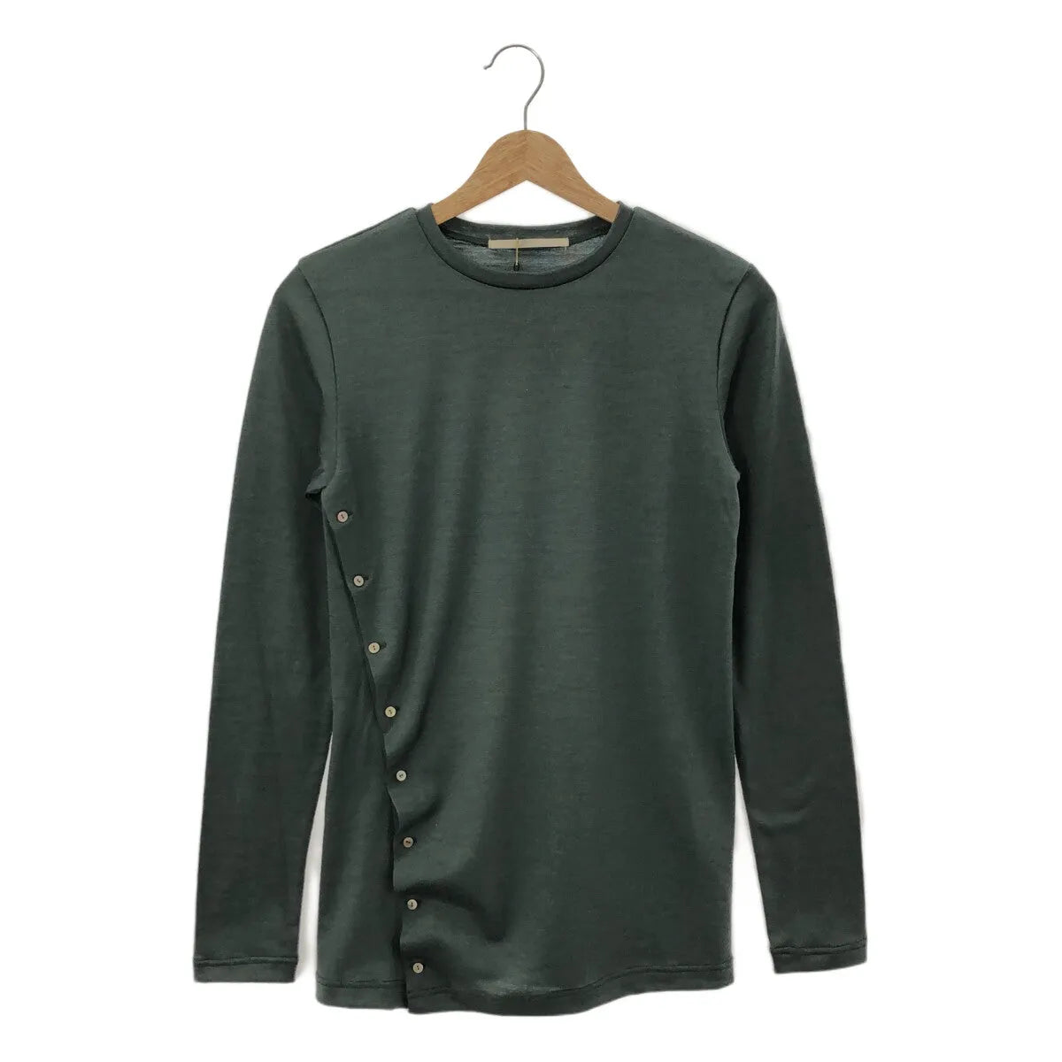 【新品】  Little $uzie / リトルスージー | 2023AW | Wool Jersey Button-up Drape Top ウールドレープカットソー | One | Forest | レディース