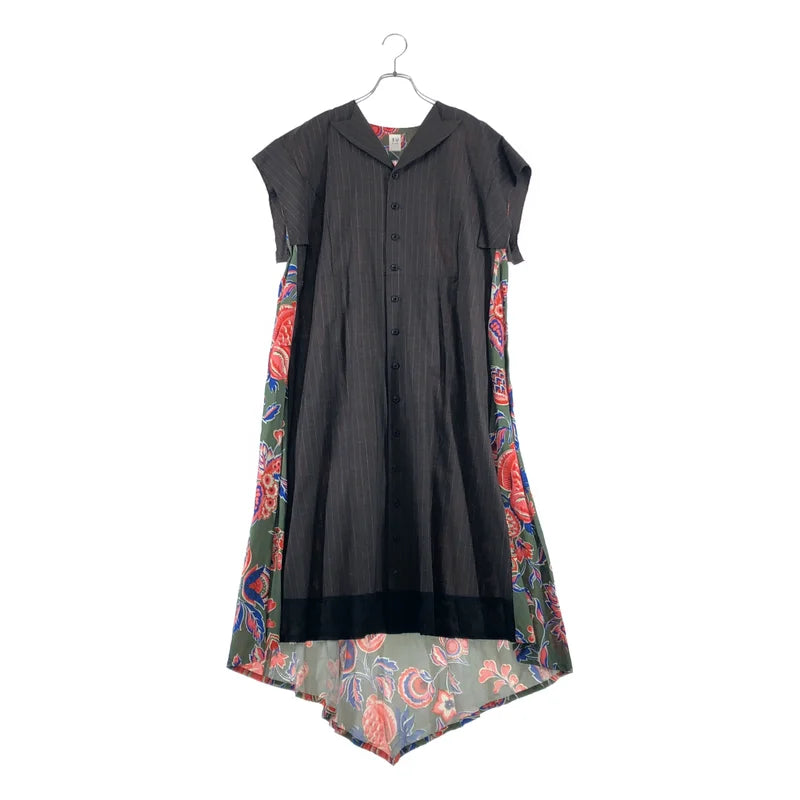 SUNAOKUWAHARA / スナオクワハラ | 総柄 ストライプ ドッキング オーバーシルエット ワンピース | 2 | レディース