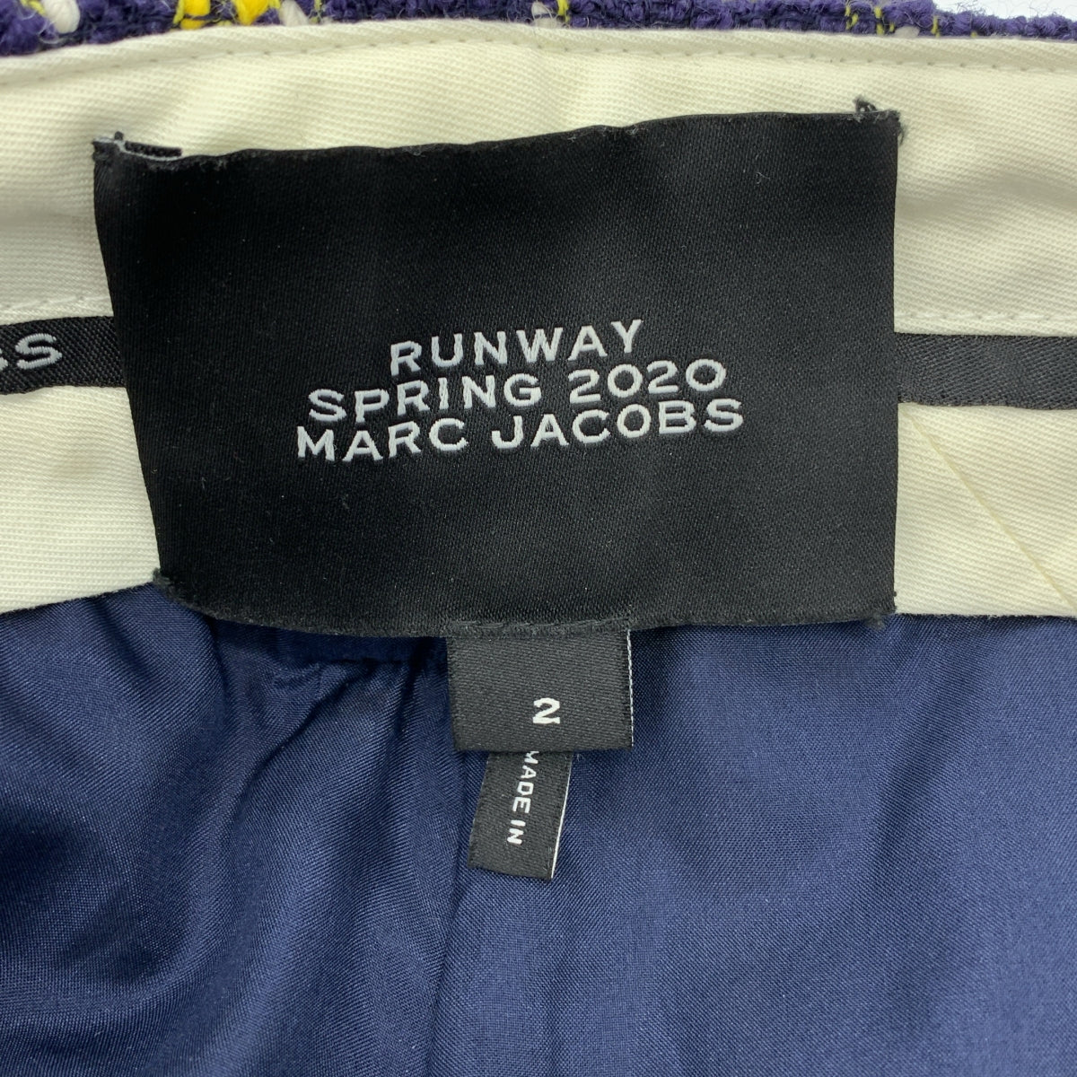 MARC JACOBS / マークジェイコブス | チェック ツイード ワイドパンツ | 2 | ネイビー/イエロー | レディース