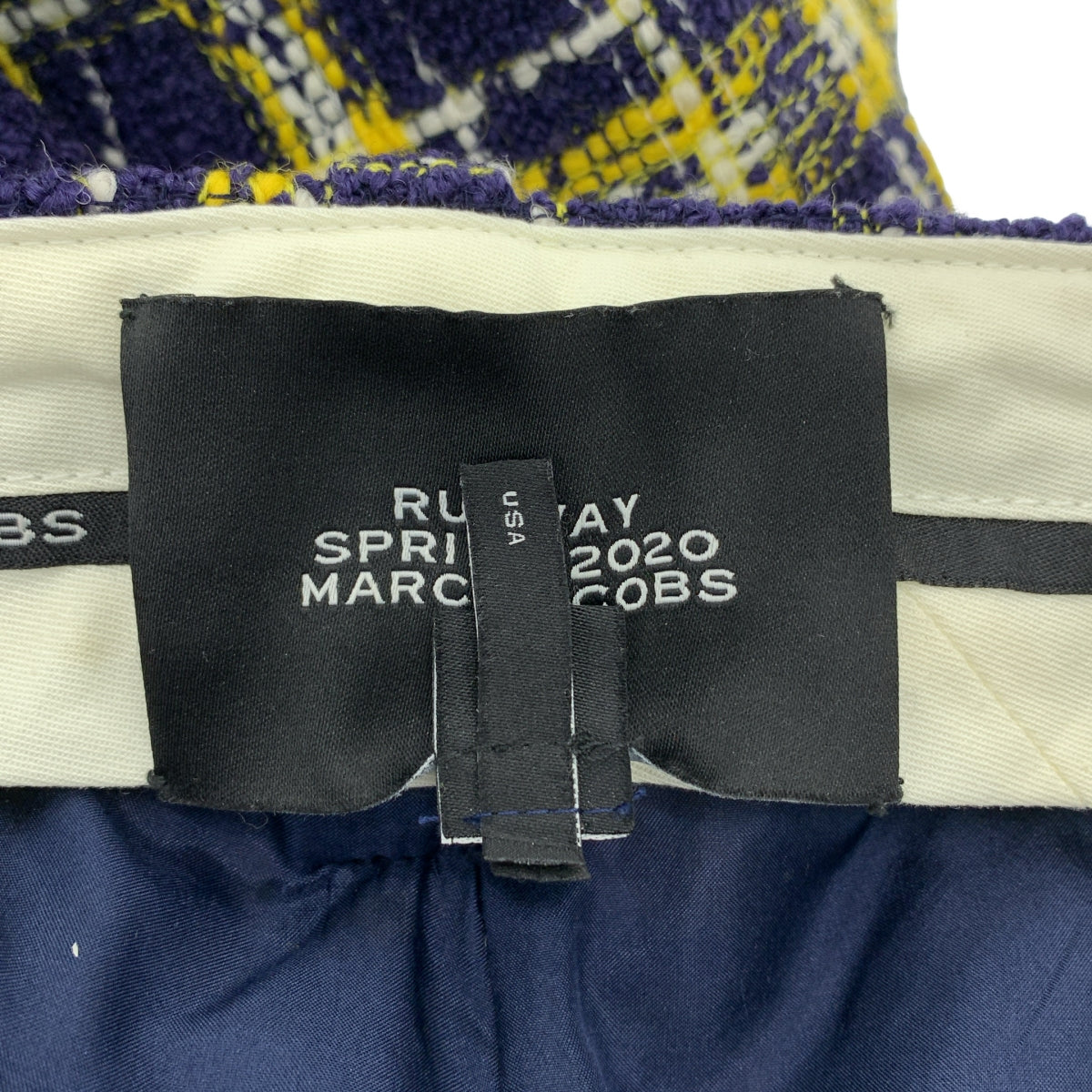 MARC JACOBS / マークジェイコブス | チェック ツイード ワイドパンツ | 2 | ネイビー/イエロー | レディース
