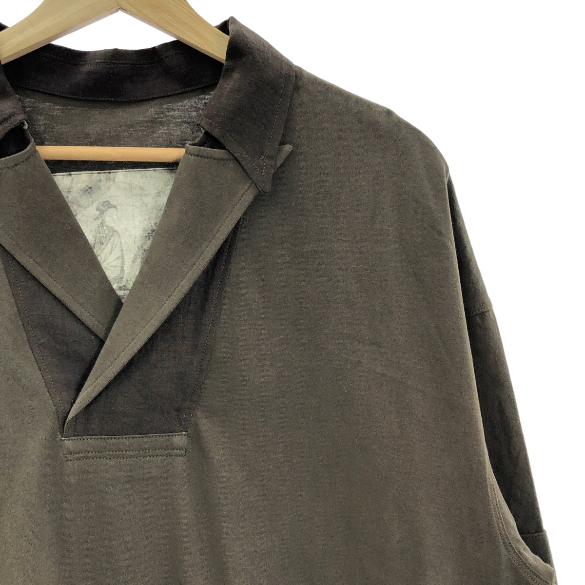 【美品】  ziggy chen / ジギーチェン | 2025SS | lapel-collar short-sleeves T-shirt ラペルカラー 半袖 コットン Tシャツ | 44 | ブラウン | メンズ