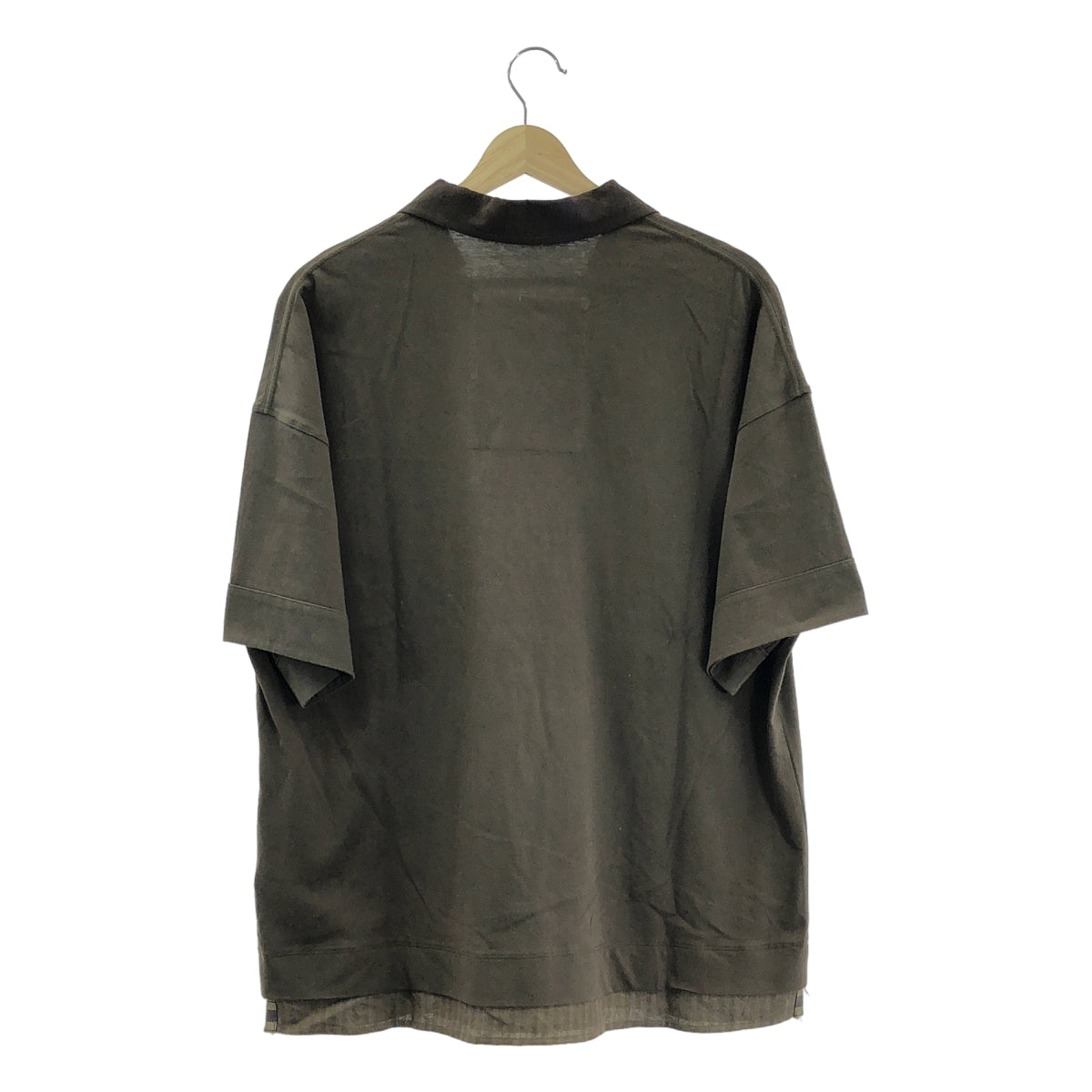 【美品】  ziggy chen / ジギーチェン | 2025SS | lapel-collar short-sleeves T-shirt ラペルカラー 半袖 コットン Tシャツ | 44 | ブラウン | メンズ