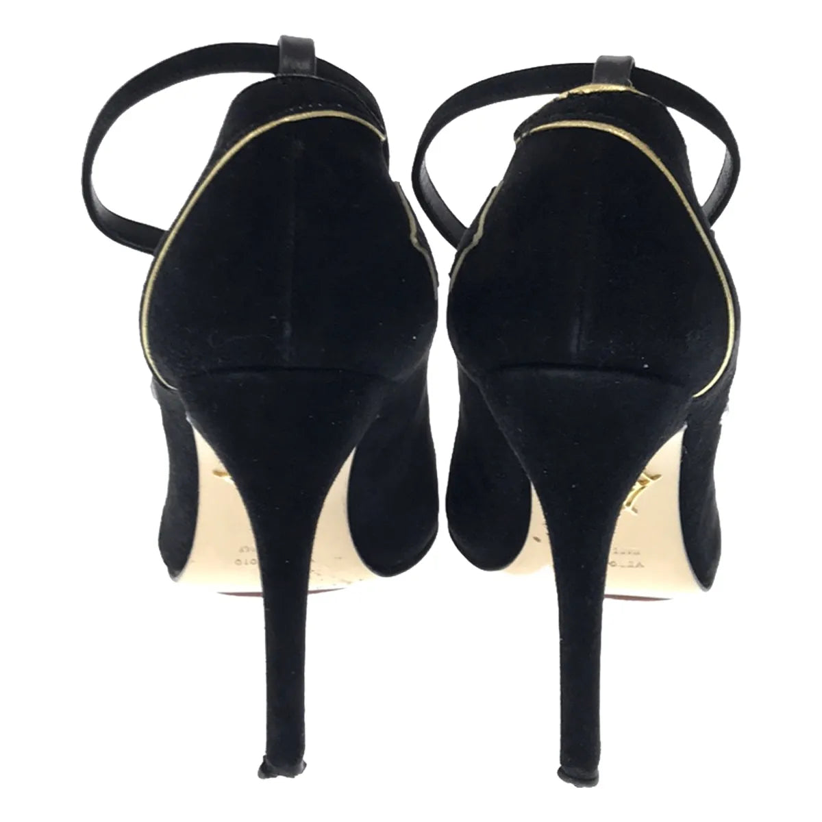 Charlotte Olympia / シャーロットオリンピア | スエード 刺しゅう パイピング アンクルストラップ ヒールパンプス | 35 | ブラック | レディース