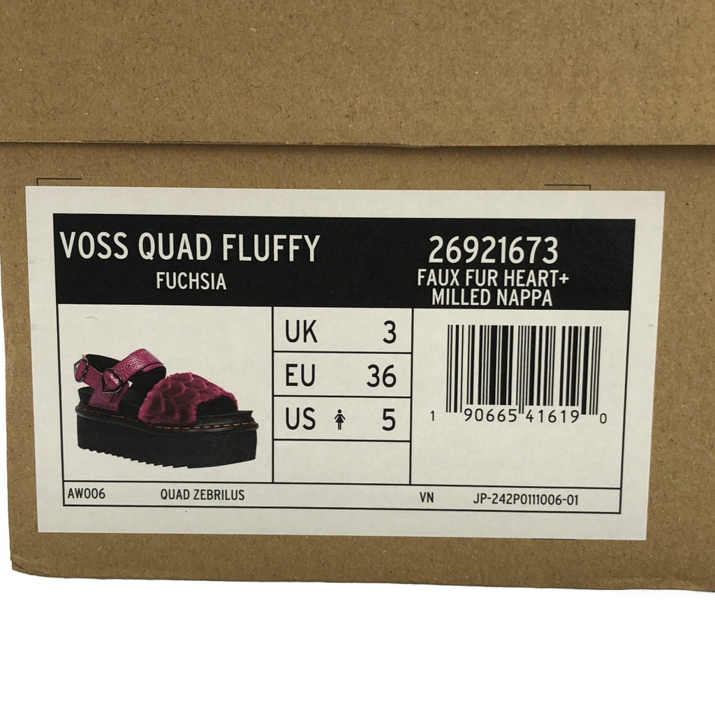 【미품】 Dr.Martens / 닥터 마틴 | VOSS QUAD FLUFFY 하트 모티브 후저 샌들 | UK3 | 블랙 / 핑크 | 여성