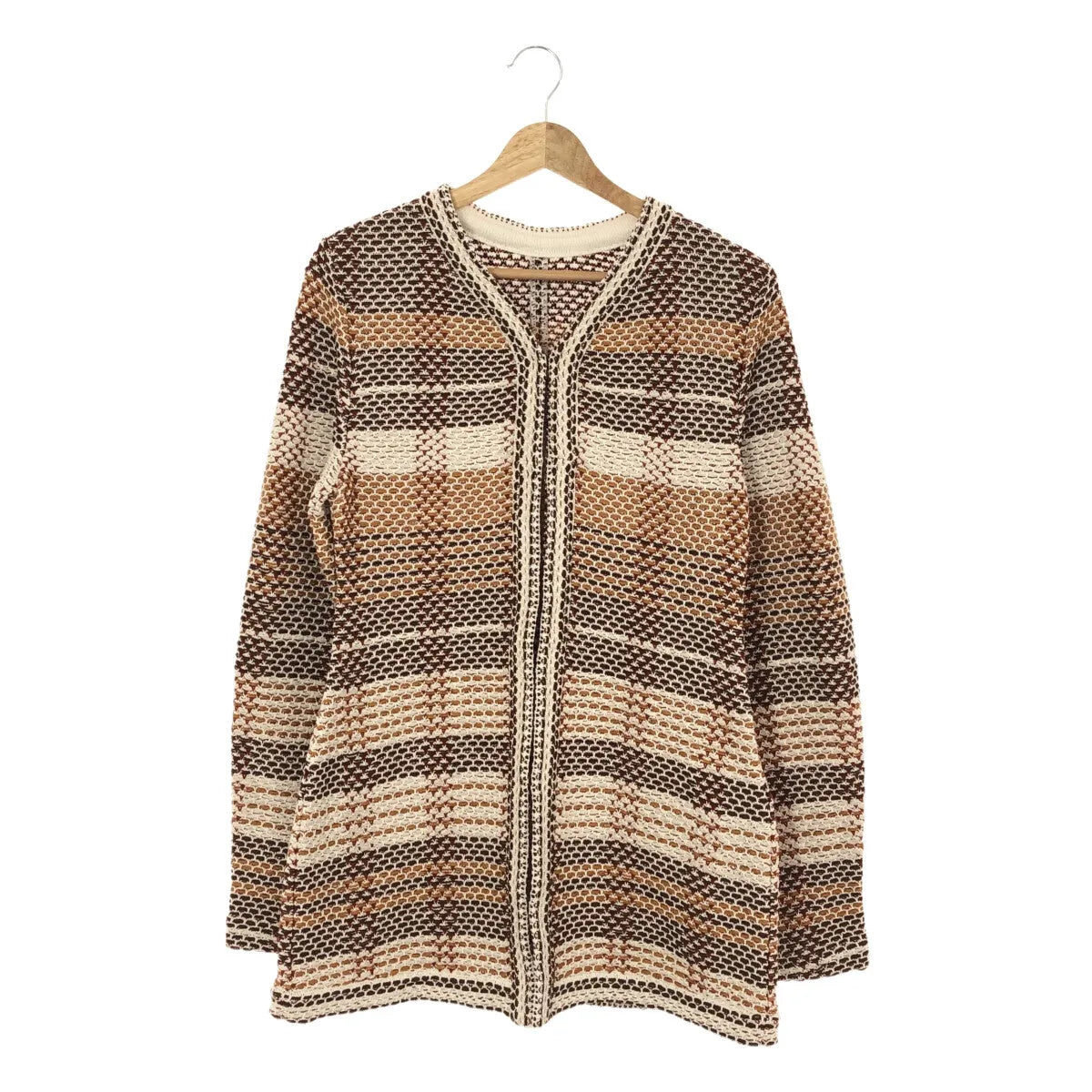 【미품】 Mame Kurogouchi / 마메쿠로고우치 | 2023SS | Basket Motif Knitted Jacket 재킷 가디건 | 2 | 브라운 | 여성