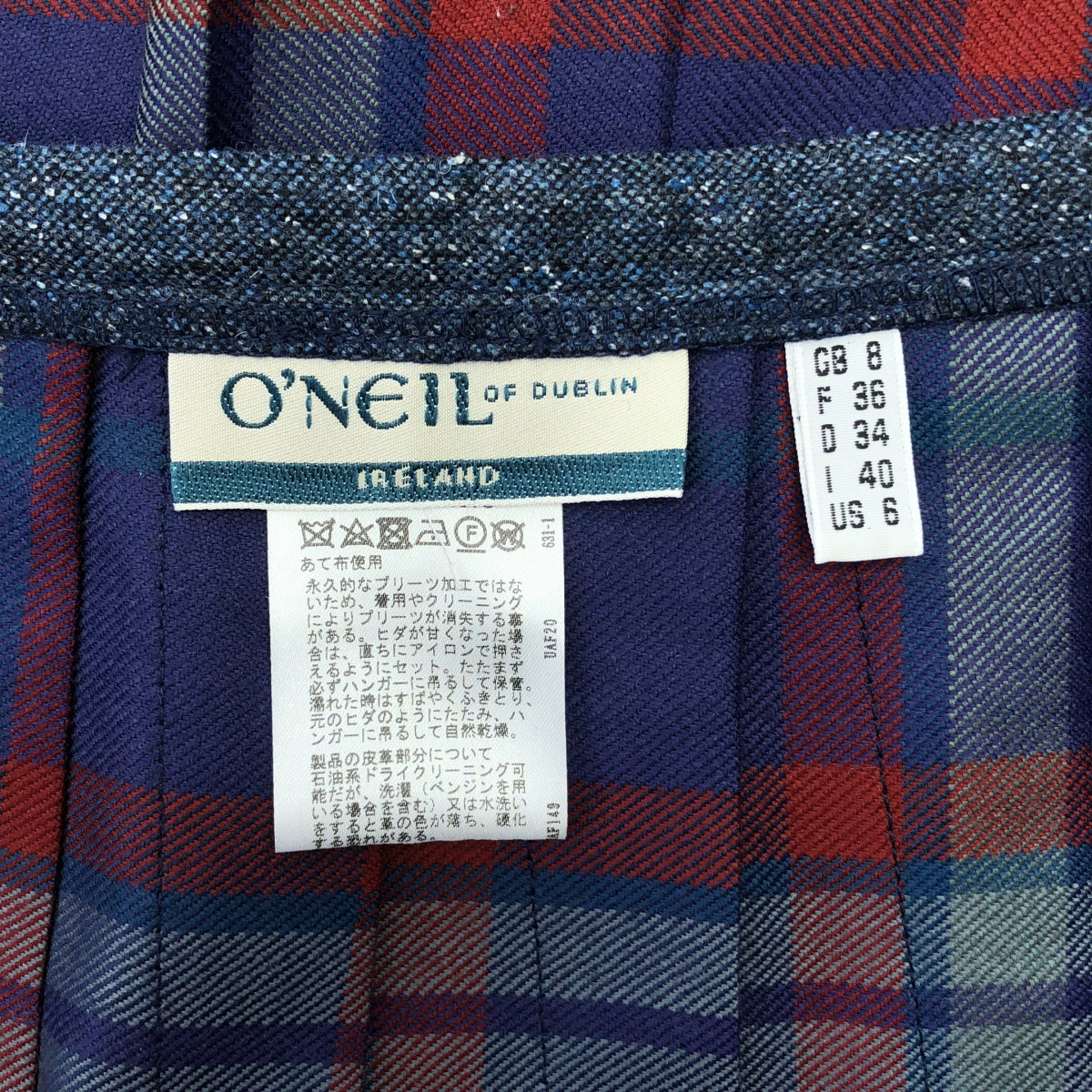 O'NEIL OF DUBLIN | 羊毛褶皺格紋裹身裙 | US6 | 女款