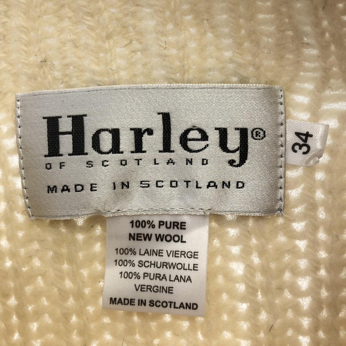 Harley Of Scotland / ハーレーオブスコットランド | ウール クルーネック ニットセーター | 34 | ホワイト | レディース