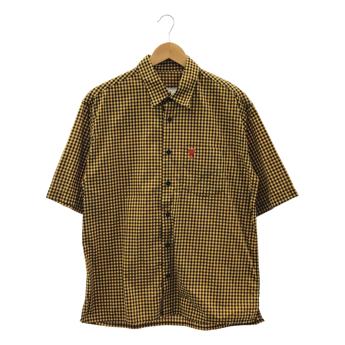 AMI Alexandre Mattiussi / アミ・アレクサンドルマテュッシ | ギンガムチェック ロゴ刺しゅう 半袖シャツ | 40 | メンズ