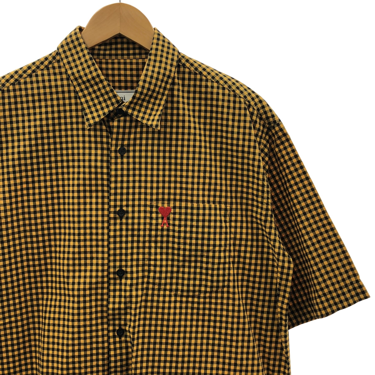 AMI Alexandre Mattiussi / アミ・アレクサンドルマテュッシ | ギンガムチェック ロゴ刺しゅう 半袖シャツ | 40 | メンズ