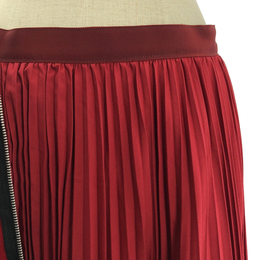 sacai / 사카이 | Zip Detail Pleated Skirt / 다른 소재 전환 주름 레이어드 스커트 | 2 | 레드 |