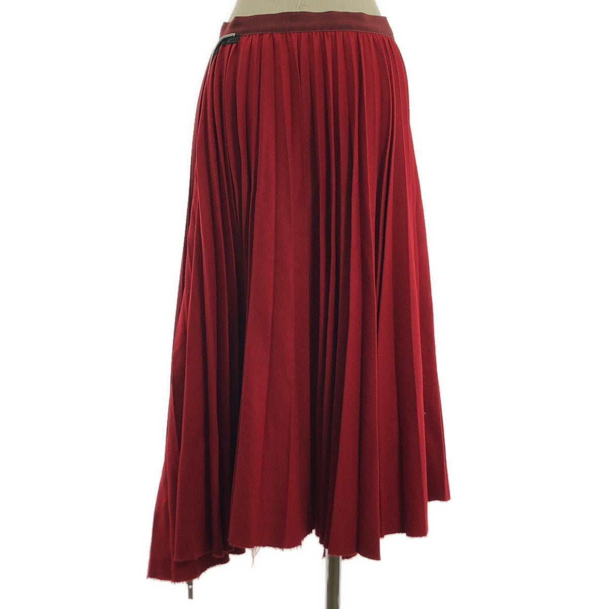 sacai / 사카이 | Zip Detail Pleated Skirt / 다른 소재 전환 주름 레이어드 스커트 | 2 | 레드 |