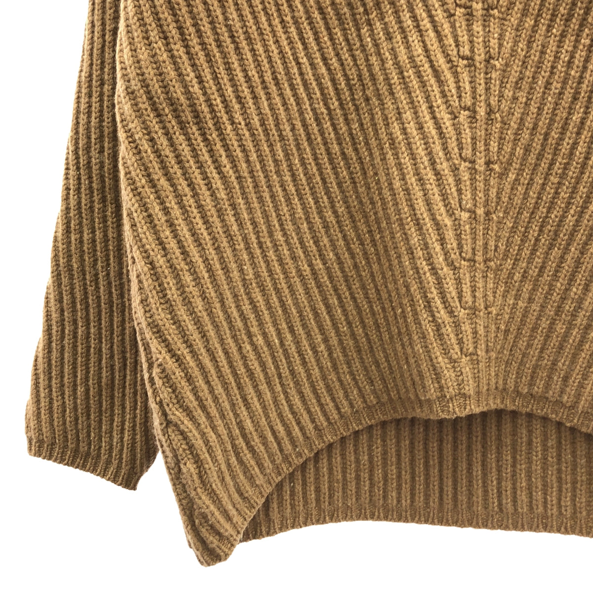 Acne Studios | DEBORAH L-WOOL 羊毛 V 領超大羅紋針織 | XXS |布朗 |女性的