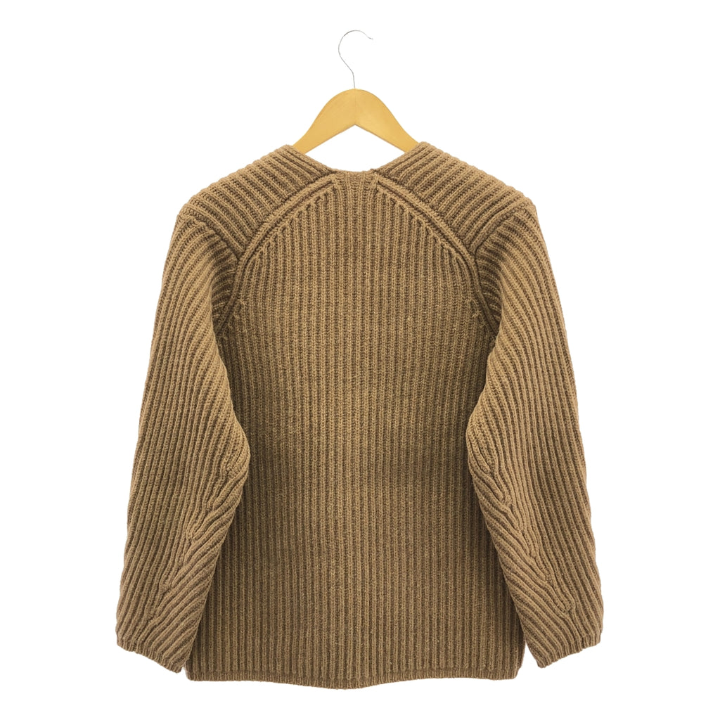 Acne Studios | DEBORAH L-WOOL 羊毛 V 領超大羅紋針織 | XXS |布朗 |女性的
