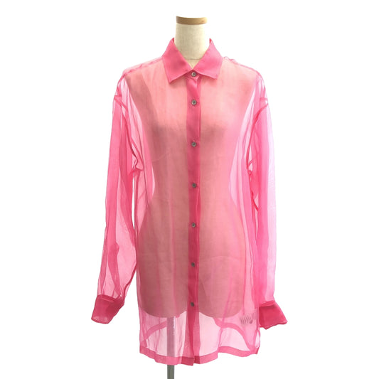 [Good Condition] DRIES VAN NOTEN | Sheer Long Shirt Blouse | XS | Pink | Women's