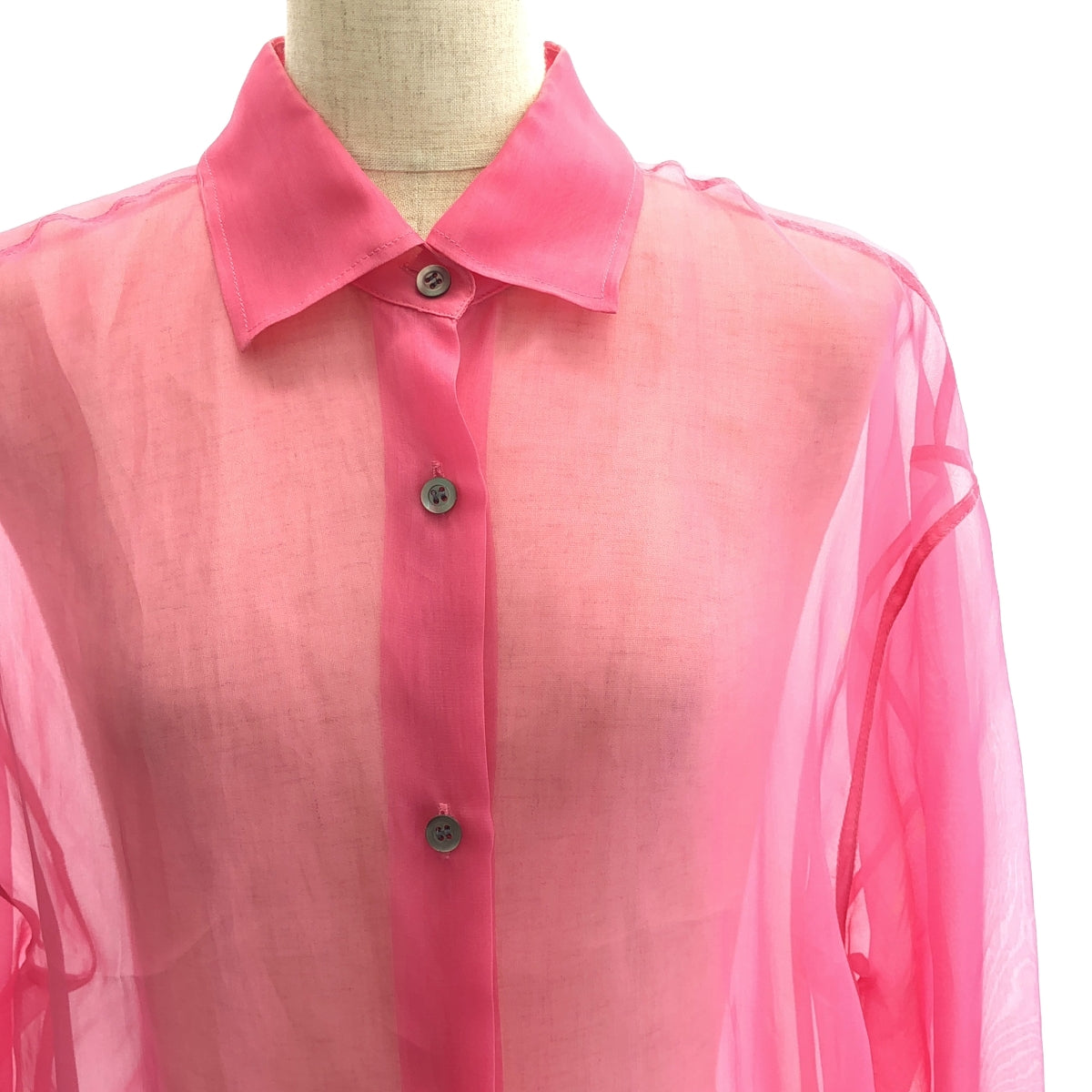 [Good Condition] DRIES VAN NOTEN | Sheer Long Shirt Blouse | XS | Pink | Women's