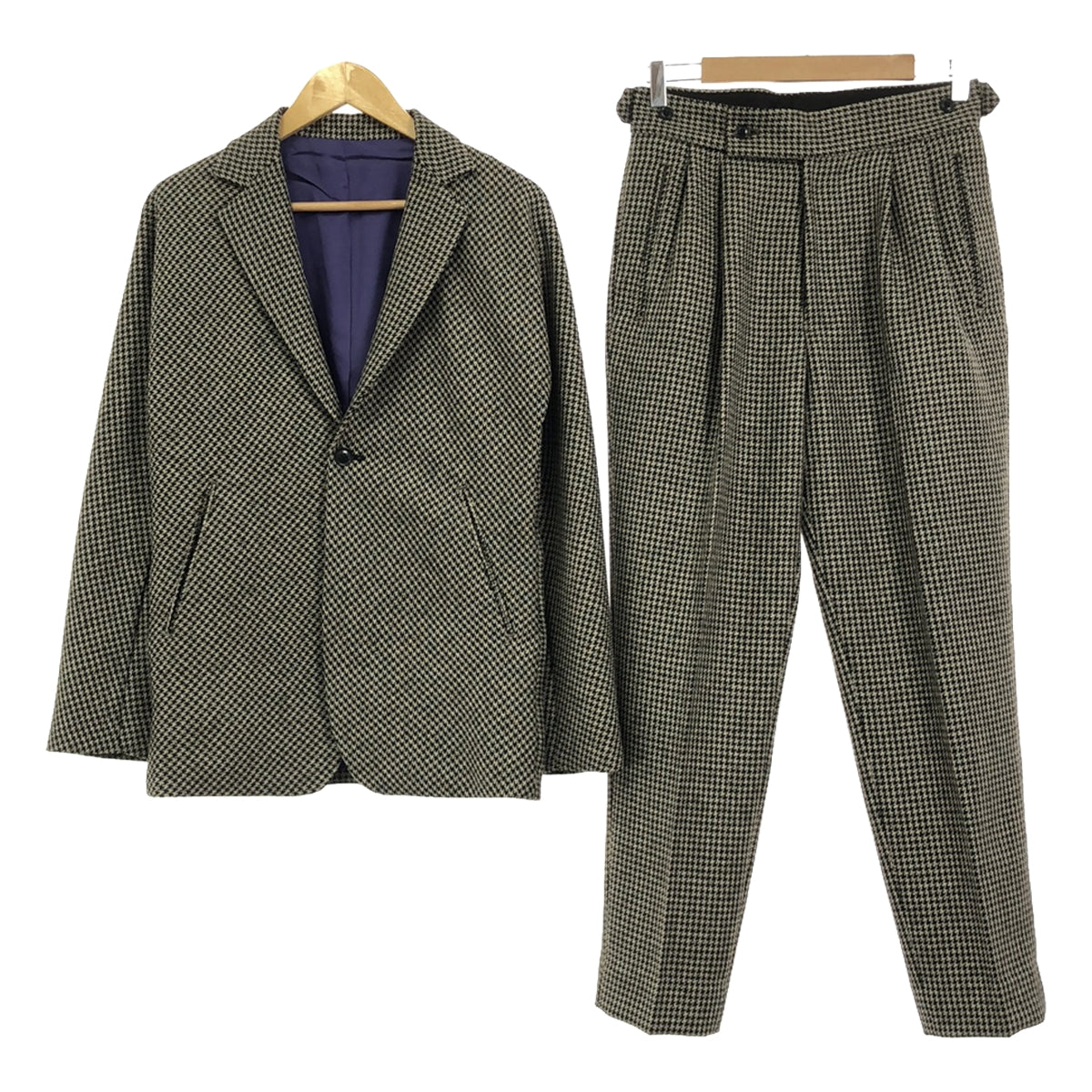 [狀況良好] 針 | 2023秋冬 |設定 MILES JACKET POLY 千鳥格 / TUCKED S/T TROUSER 千鳥格圖案訂製外套 / 休閒褲 | XS |灰色 |男士